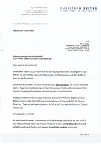 Mandanteninformation Corona-Soforthilfe Dez. 2022