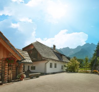 Aussicht von unserem Hotel in Gozd Martuljek, Slowenien.