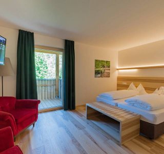 Eines unserer Hotelzimmer in Toblach.