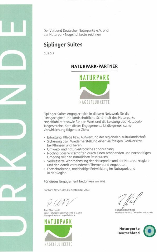Naturpark Zertifikat
