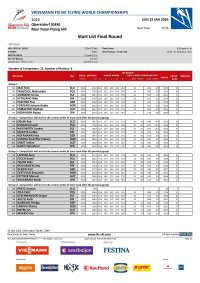 Start List Final Round