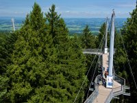 Waldwelt Skywalk Allgäu Herrlicher Ausblick vom Baumwipfelpfad der Waldwelt Skywalk Allgäu in die Allgäuer Landschaft und auf den Bodensee.