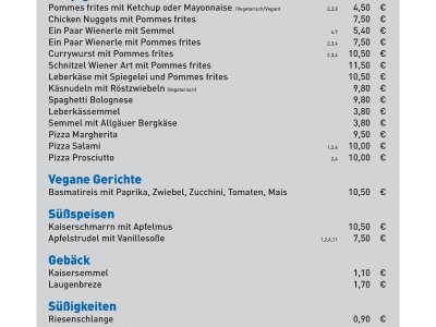 Speisekarte 2025