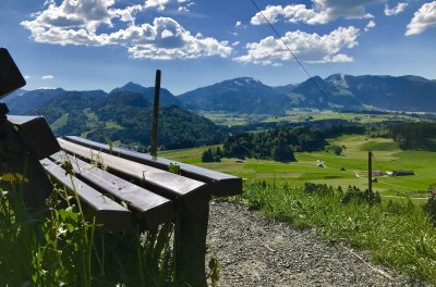 Ruhebank am Wegesrand