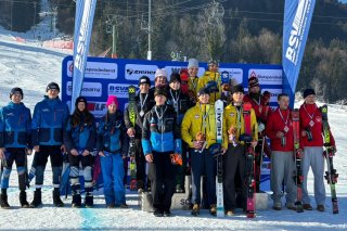 Vizemeister Bayerische Meisterschaften 2026 Luci Uhl (SK Nesselwang) Lucia Käufler (SC Oberstdorf) Karl Schneider (SC Oberstdorf) und Sylvan Holzeu (SV Hindelang)