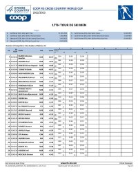 17th Tour de Ski Standing - Men