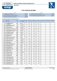 17th Tour de Ski Standing - Men