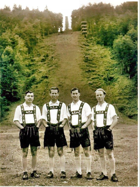 Max Bolkart, Toni Brutscher, Heini Klopfer und Sepp Weiler