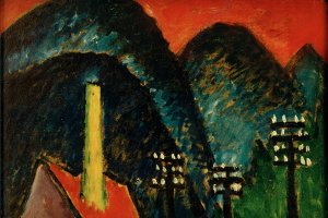 8 Blaue Berge - Landschaft mit gelbem Schornnstein Jawlensky (1912)