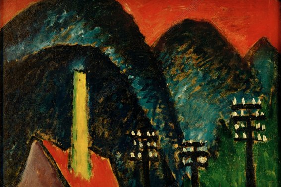 8 Blaue Berge - Landschaft mit gelbem Schornnstein Jawlensky (1912)