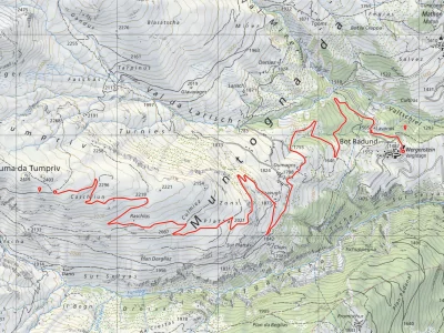 Streckenkarte Bus Alpin Wergenstein - Tguma