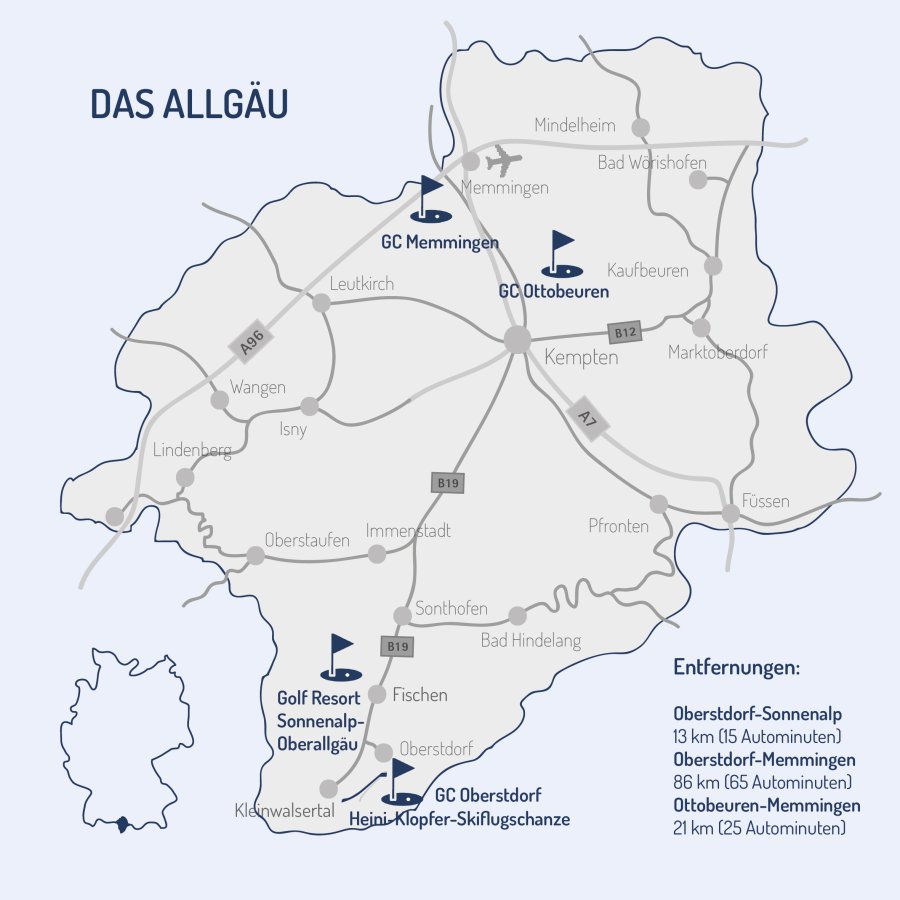 Vierplätzetournee 2026 - Golfkarte Allgäu alle Plätze blau Homepage Unterkünfte-01