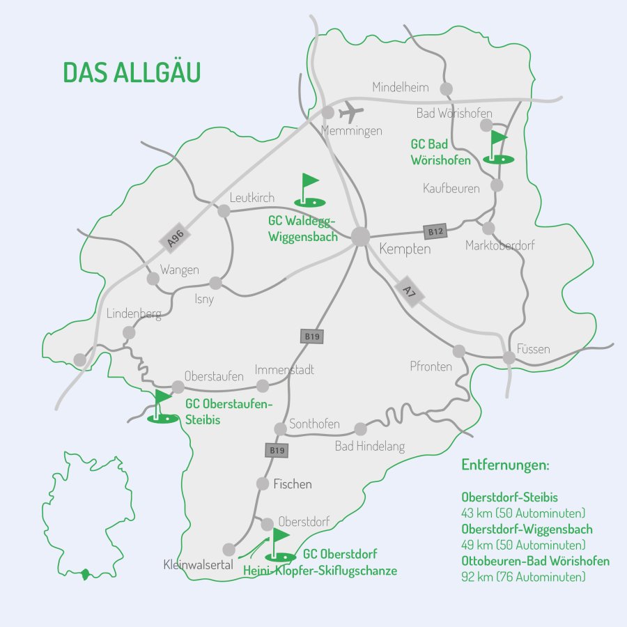 Vierplätzetournee 2027 - Golfkarte Allgäu alle Plätze