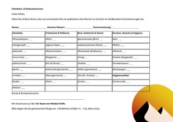 Bestellformular für Getränke-Einkaufsservice