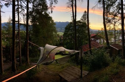 Sonnenuntergang Baumzelt
