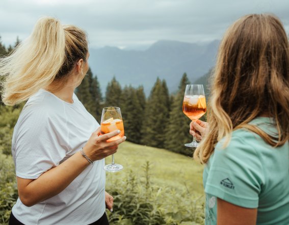 Auf der Wannenkopfhütte kannst Du Deinen Aperol in vollen Zügen genießen.
