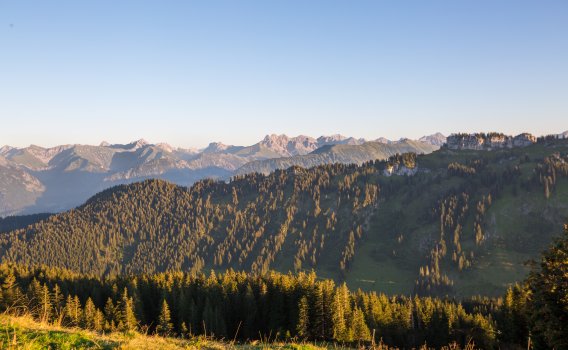 Hinten rechts erkennst Du den Besler. Zu diesem Allgäuer Berg kannst Du übrigens super von der Wannenkopfhütte hin wandern.
