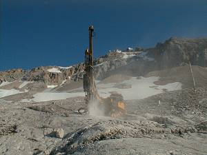 Vorbereitung zu Sprengarbeiten auf der Zugspitze