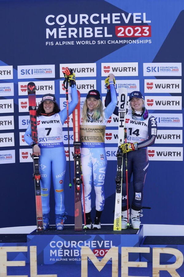 Siegerpodest - Riesenslalom WM 2023