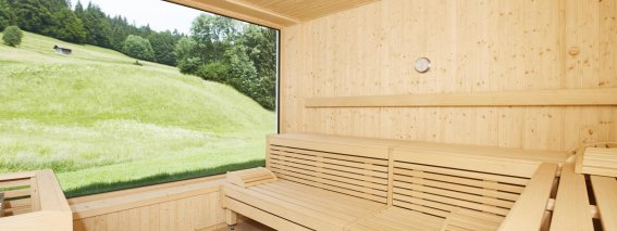 Sauna mit Panoramafenster