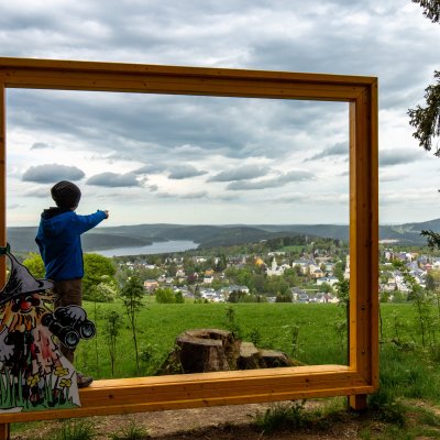 Wurzelrudi Bilderrahmen Blick auf Eibenstock