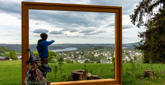 Wurzelrudi Bilderrahmen Blick auf Eibenstock