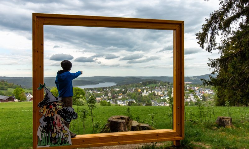 Wurzelrudi Bilderrahmen Blick auf Eibenstock